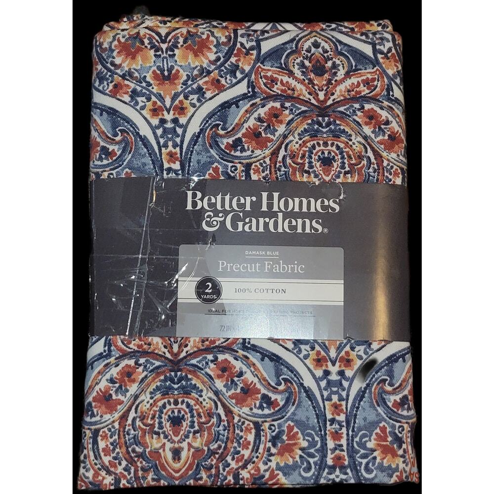 Better Homes & Gardens Fabric Precut 100% Cotton 2 Yards Damask Blue 72"x45"
